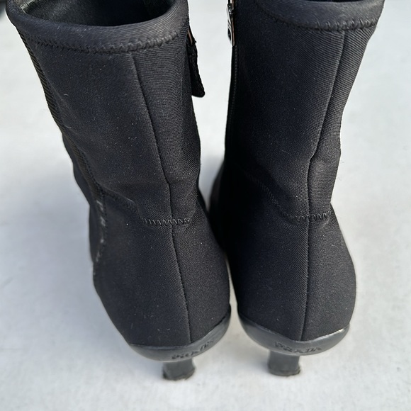 PRADA SPORT | Black Nylon Pointed Toe Kitten Heel Ankle Boots - Picture 4 of 12